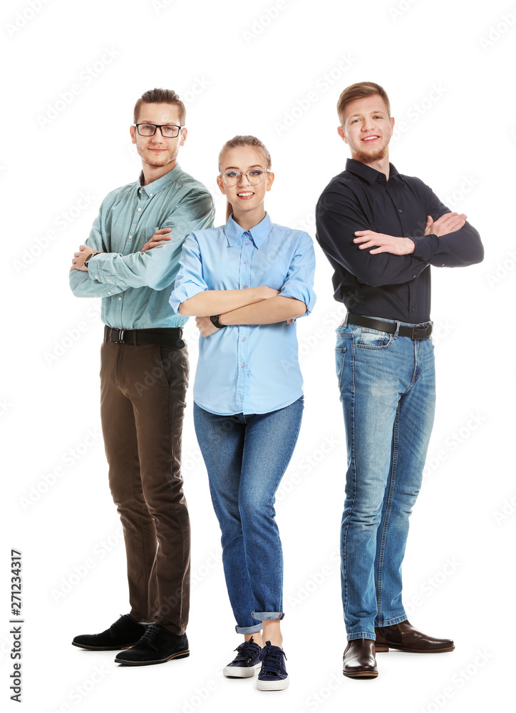 Group of young business people on white background