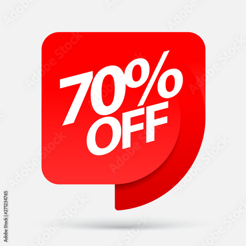 Sale of special offers. Discount with the price is 70 . An ad with a red tag for an advertising campaign at retail on the day of purchase. vector illustration