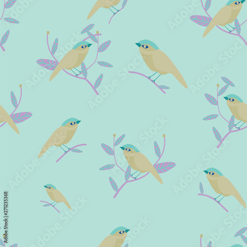 lovebird seamless pattern hand drawn vector