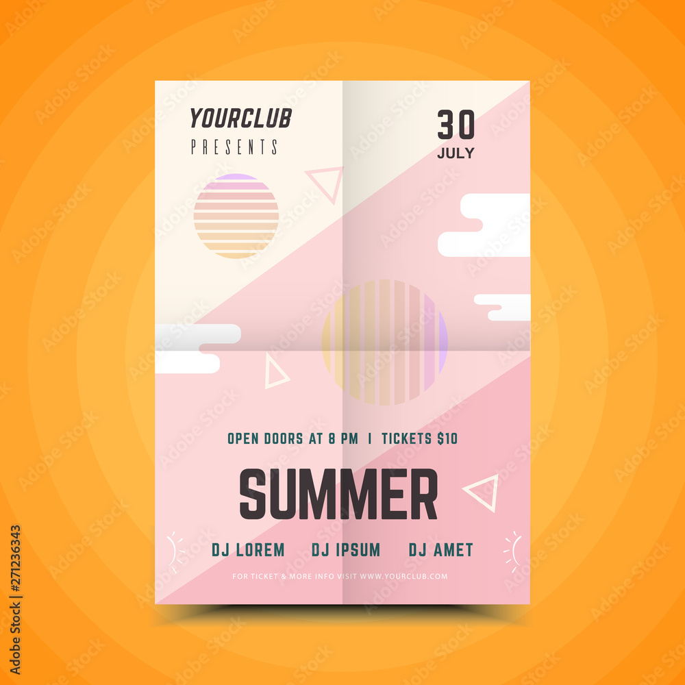 Fototapeta premium Summer party poster.Summer festival vertical flyer template