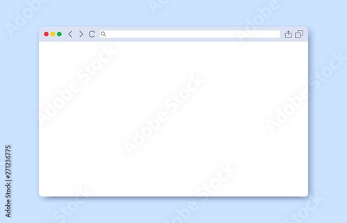Browser window. Window internet browser concept in flat style. Template design of computer or internet frame. Blank screen web browser.