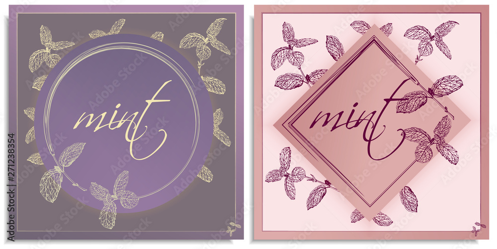 Vector set of postcards templates, invitation with hand-drawn graphics ...