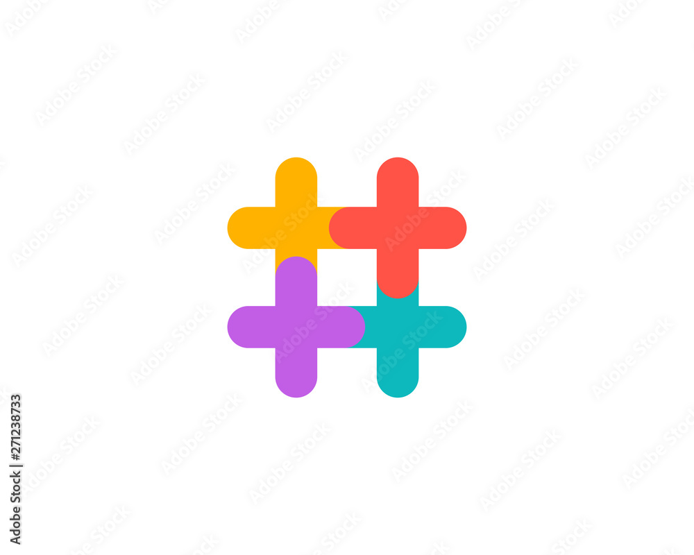 Obraz premium Hashtag symbol cross plus logo icon design template elements