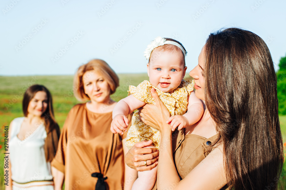 Happy family with baby child baby walk in nature. Happy family with baby child baby walk in nature.