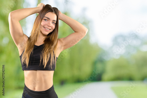 portrait of sporty styles woman  while smiling isolated © fotofabrika