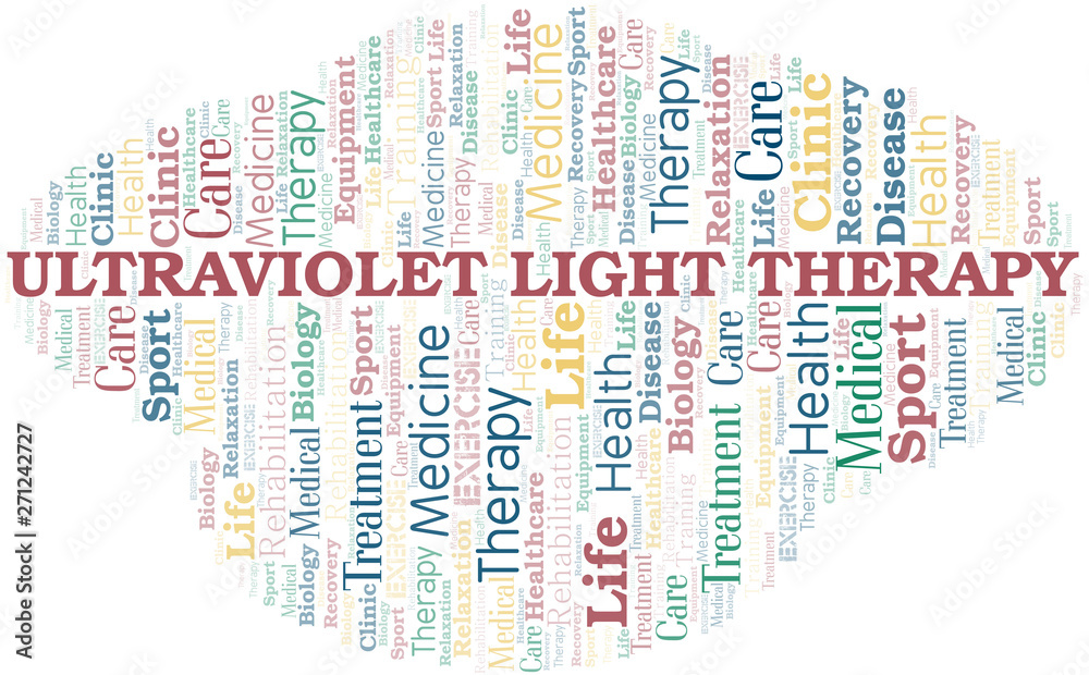 Ultraviolet Light Therapy word cloud. Wordcloud made with text only.