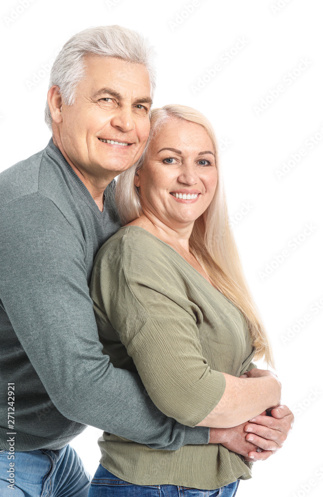 Portrait of happy mature couple on white background Portrait of happy mature couple on white background