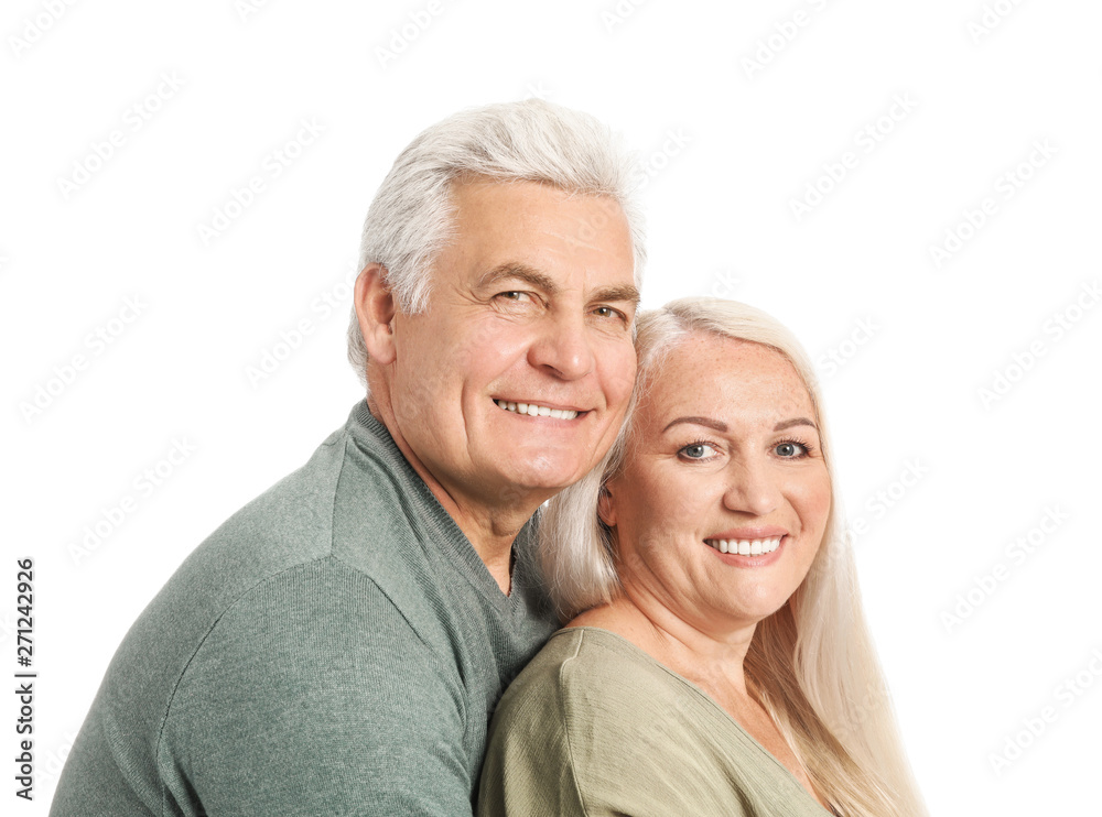 Portrait of happy mature couple on white background Portrait of happy mature couple on white background