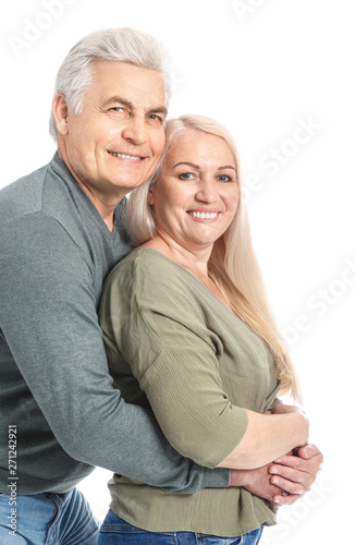 Happy senior couple embraci...