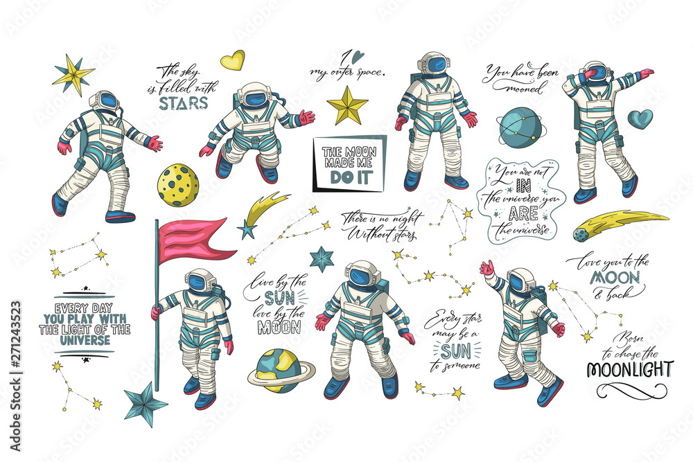 Fototapeta premium Astronaut vector set.