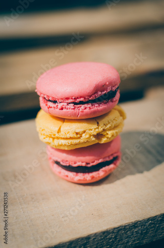 Fototapeta Naklejka Na Ścianę i Meble -  Pile of bright fresh tasty macaron