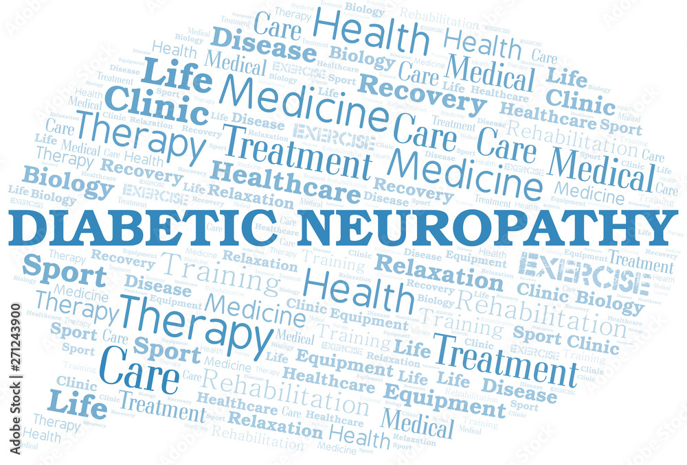 Fototapeta premium Diabetic Neuropathy word cloud. Wordcloud made with text only.