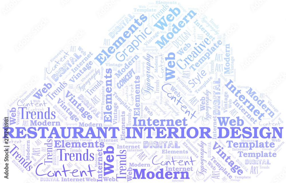 Obraz premium Restaurant Interior Design word cloud. Wordcloud made with text only.