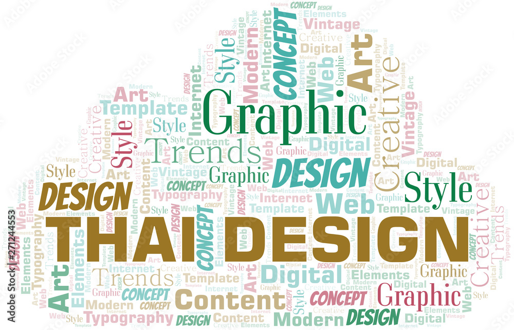 Fototapeta premium Thai Design word cloud. Wordcloud made with text only.