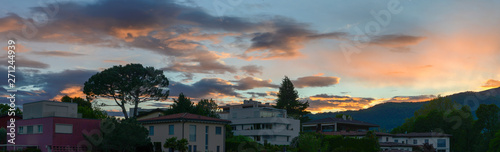 Scenic sunset at Gentilino on Ticino, Switzerland