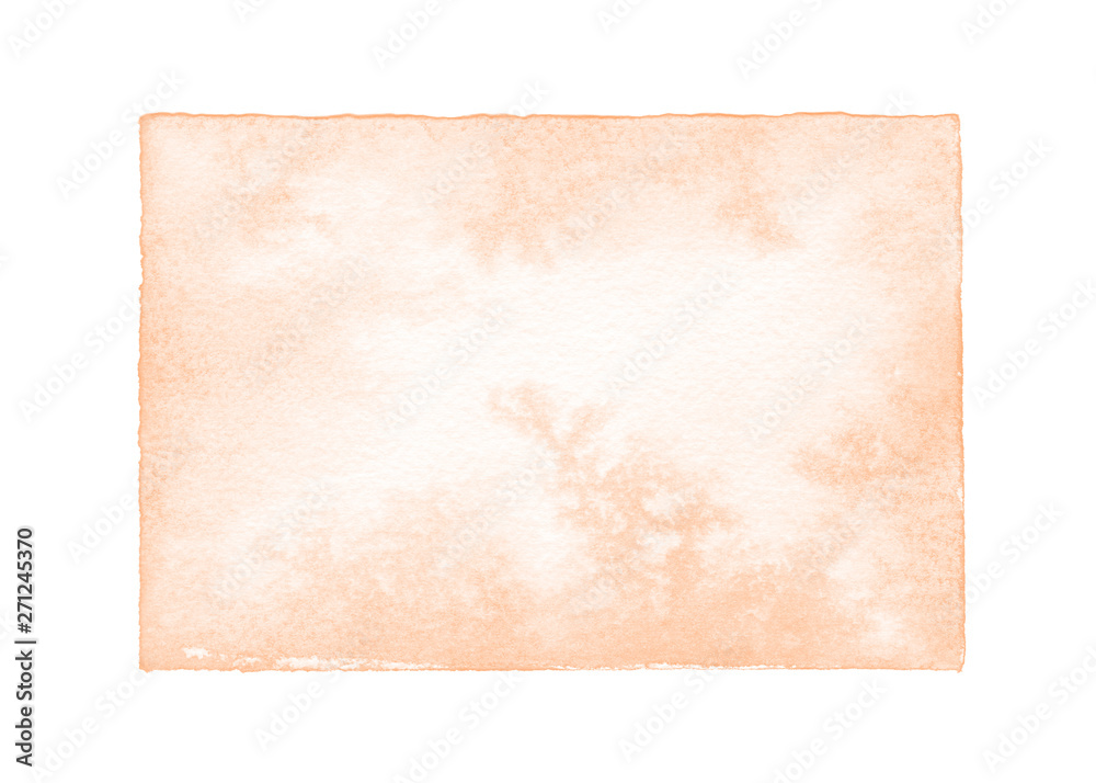 Watercolor ombre background abstract hand painted cumulus background. Amber and rose color textured fluid paint splash. Romantic natural art decoration. Design concept.