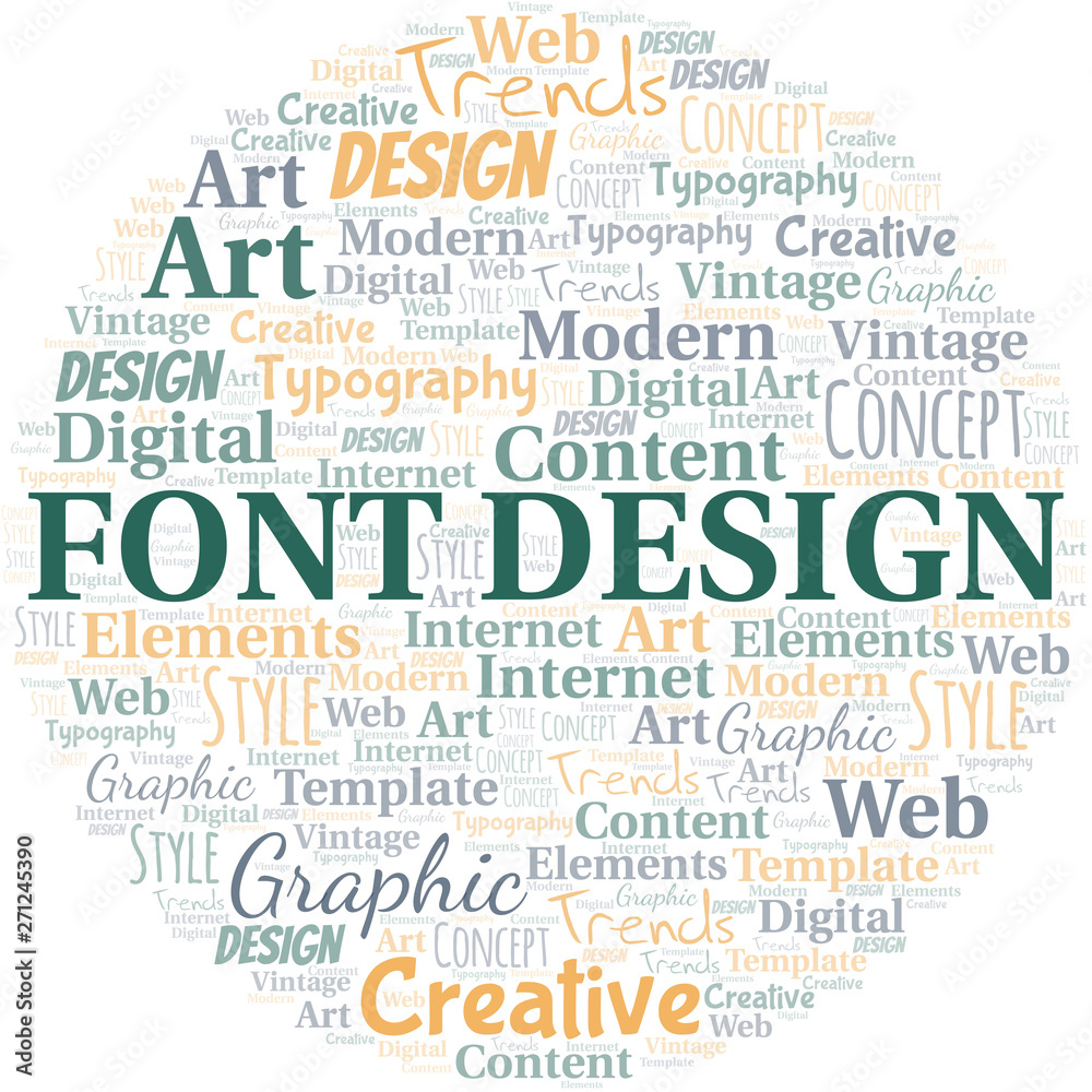Fototapeta premium Font Design word cloud. Wordcloud made with text only.