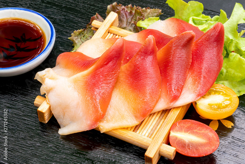 The Stimpson surf clam or hokkigai Sashimi photo