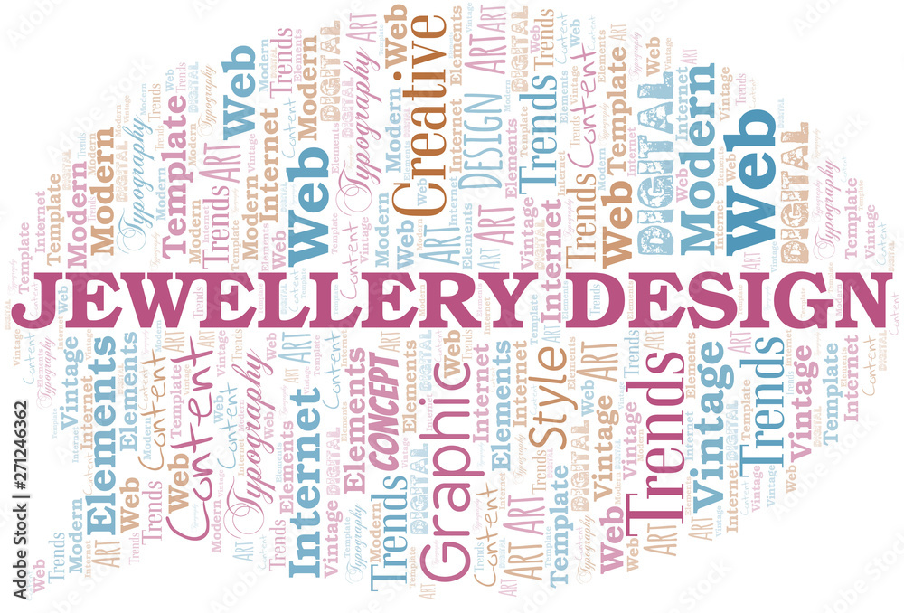 Jewellery Design word cloud. Wordcloud made with text only. Jewellery Design word cloud. Wordcloud made with text only.