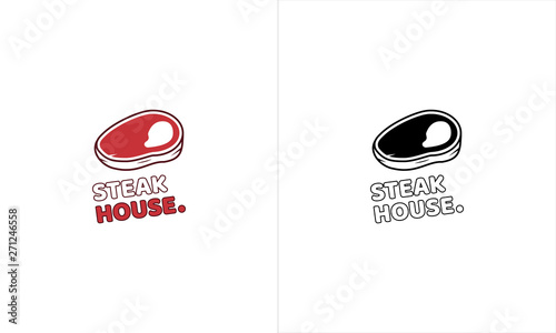 Steak House logo design modern food and meat