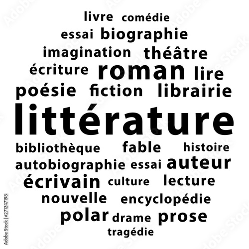 Littérature nuage de mots. Genres littéraires.