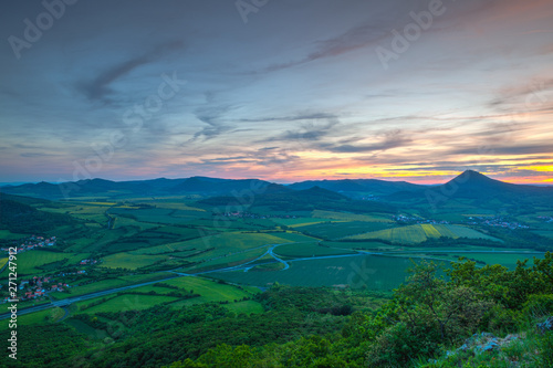 View from Lovos Hill. Sunset  in Central Bohemian Highlands, Czech Republic. © Radomir Rezny