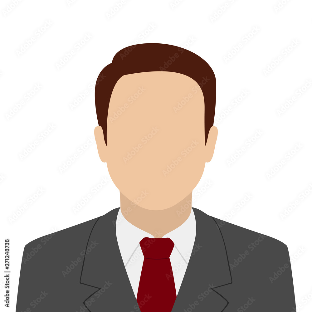 Brown-haired Caucasian man in suit and tie. Abstract male avatar. Vector illustration. Brown-haired Caucasian man in suit and tie. Abstract male avatar. Vector illustration.