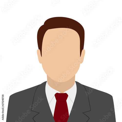 Brown-haired Caucasian man in suit and tie. Abstract male avatar. Vector illustration.