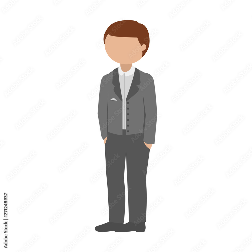 Manager in suit standing and keeping his hands in pockets. Vector illustration. Manager in suit standing and keeping his hands in pockets. Vector illustration.