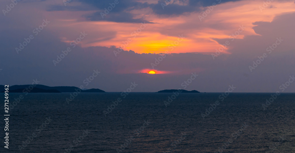 Sun set of the sea at pattya, Thailand