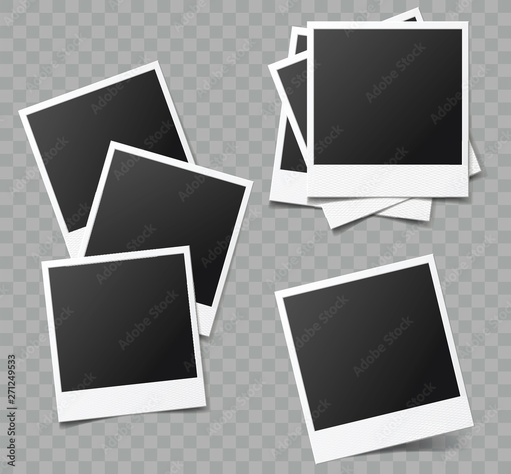 Collection of vector blank photo frames with transparent shadow effects Collection of vector blank photo frames with transparent shadow effects