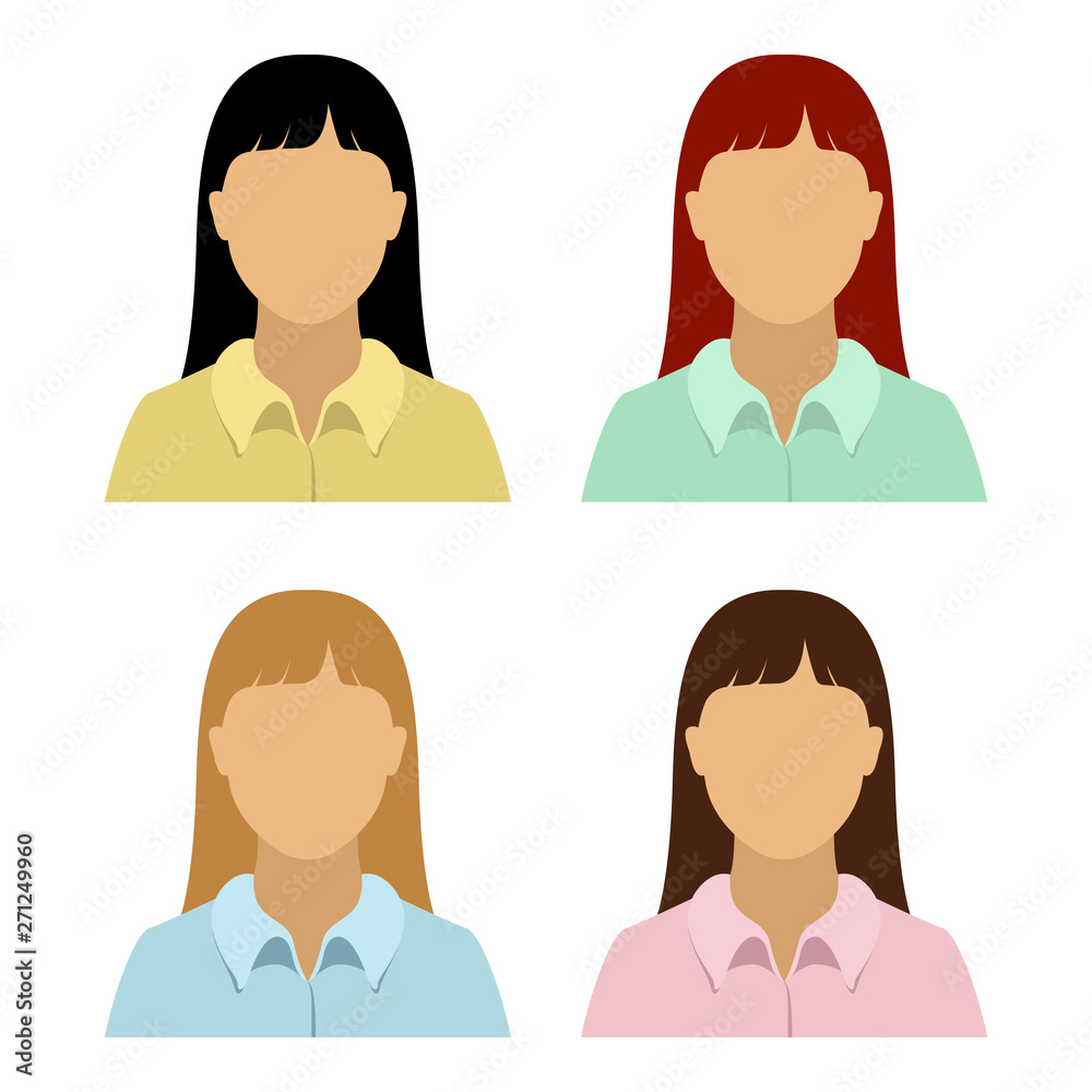 Asian woman in chemise. Set of abstract female avatars. Vector. Asian woman in chemise. Set of abstract female avatars. Vector.