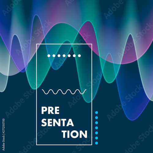 Music abstract lines with abstract color wave. Equalizer for music presentation or poster. Modern design with dynamic elements on dark background