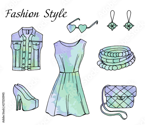 Fashion sketch drawing outfit illustration photo