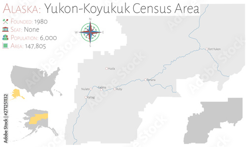 Large and detailed map of Yukon-Koyukuk Census Area in Alaska, USA