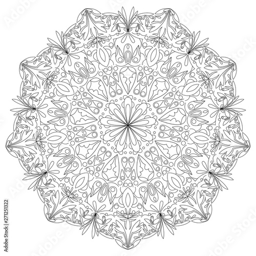 Mandala black and white hand drawn illustration