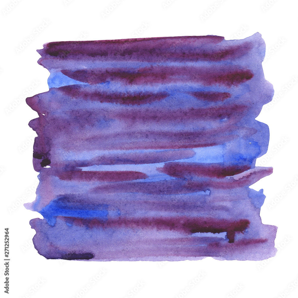 Illustration watercolor stain background on white background gradient from violet to blue with drops of dark blue. purple blue stripes Illustration watercolor stain background on white background gradient from violet to blue with drops of dark blue. purple blue stripes