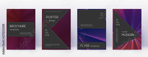 Black brochure design template set. Violet abstrac
