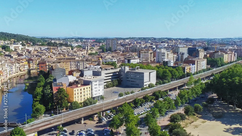 Aerial view in Girona, city of Catalonia,Spain. Drone Photo © VEOy.com