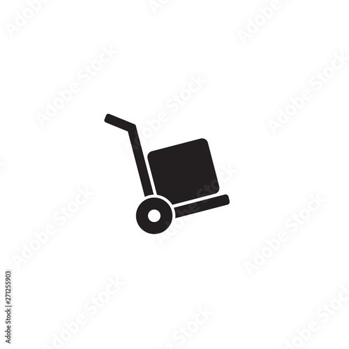 Fotografia, Obraz Vector icon cart with box on white. handcart