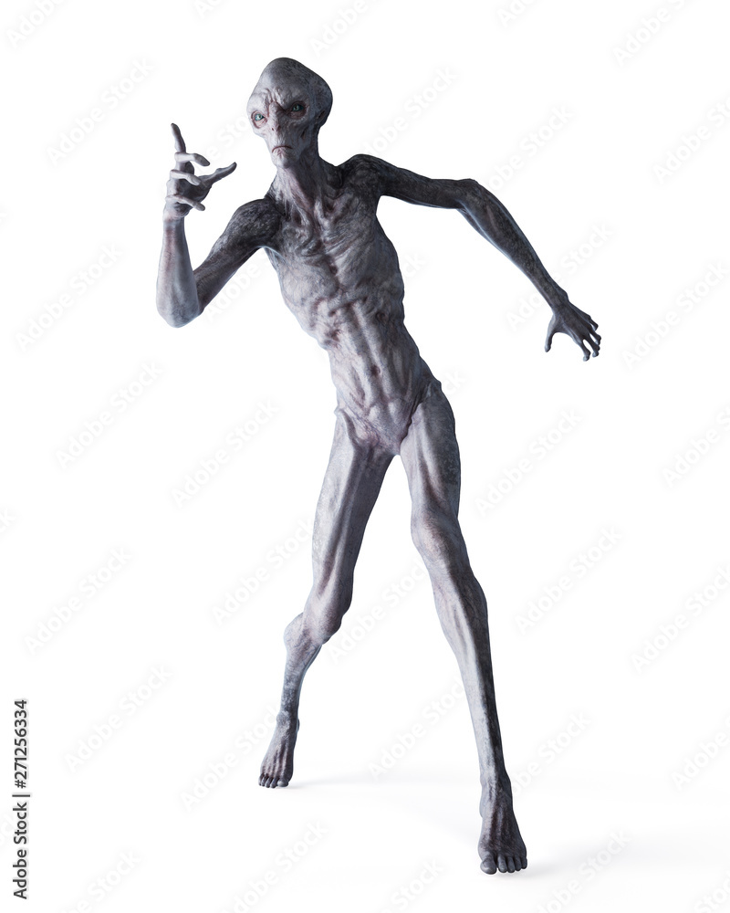 3d rendered illustration of a grey alien