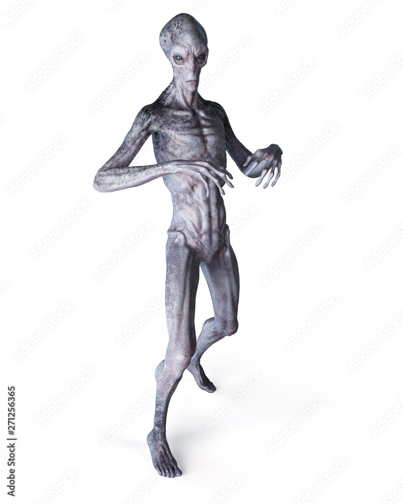 3d rendered illustration of a grey alien