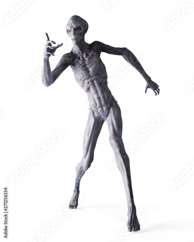 3d rendered illustration of a grey alien