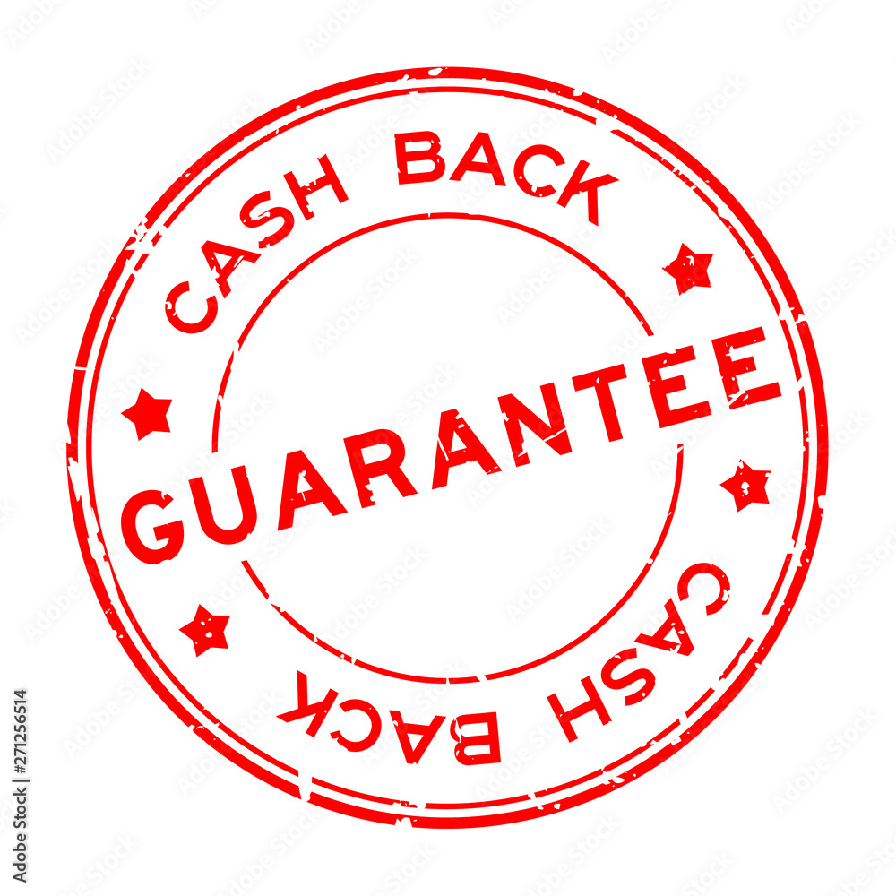 Grunge red guarantee cash back word round rubber seal stamp on white background Grunge red guarantee cash back word round rubber seal stamp on white background