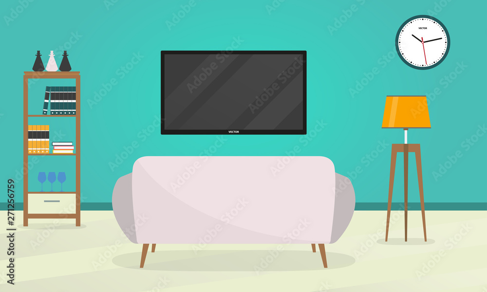 Cartoon Living Room With Tv Baci Living Room