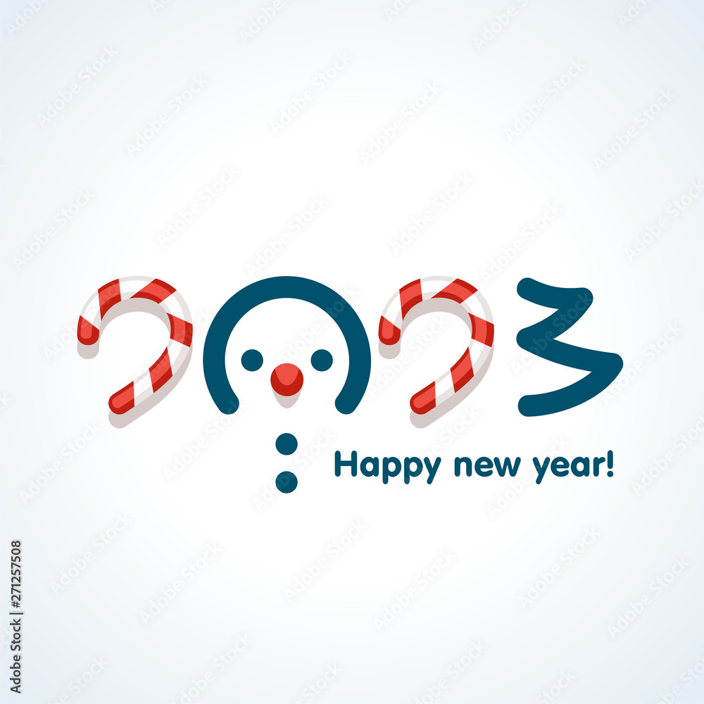 Snowmen in text design pattern happy new 2023 year Snowmen in text design pattern happy new 2023 year