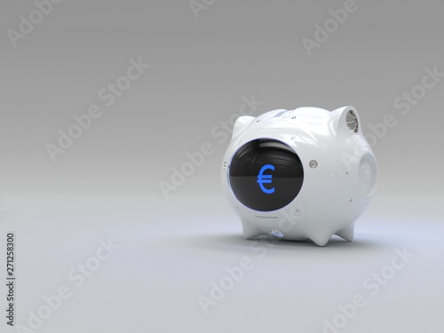 electronic money. piggy bank for digital currency. Euro. 3d render.