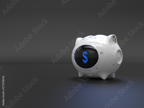electronic money. piggy bank for digital currency.dollar. 3d render.