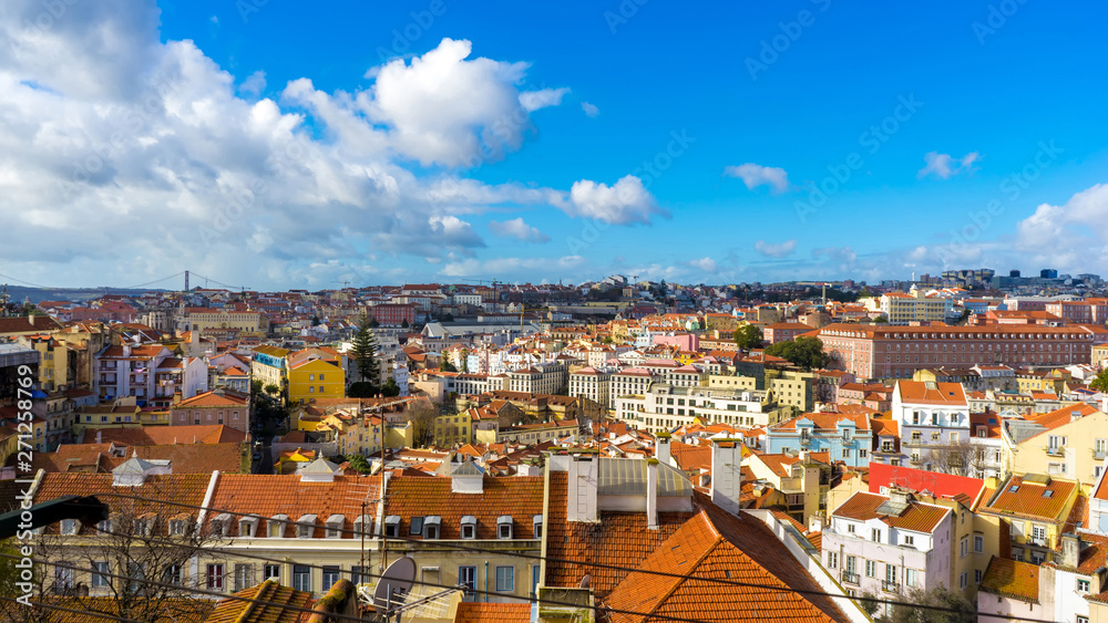 Blue sky with clouds over the centre of Lisbon