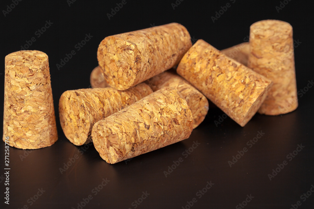 Close up of cork wine on a wooden table